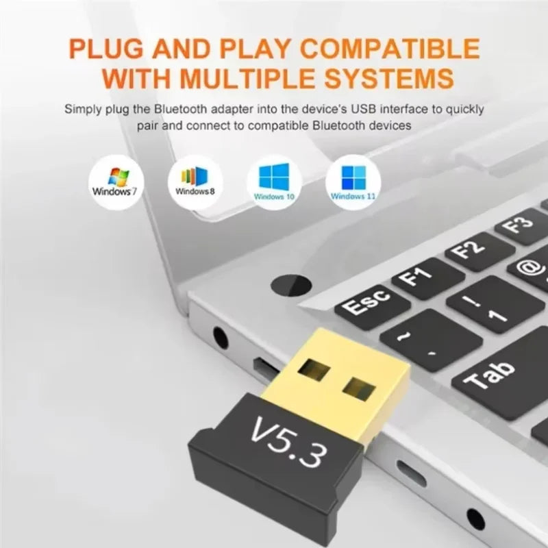USB Bluetooth Adapter Wireless Bluetooth Adapter 5.3/5.1/5.0 for PC Laptop Wireless Speaker Audio Receiver USB Transmitter